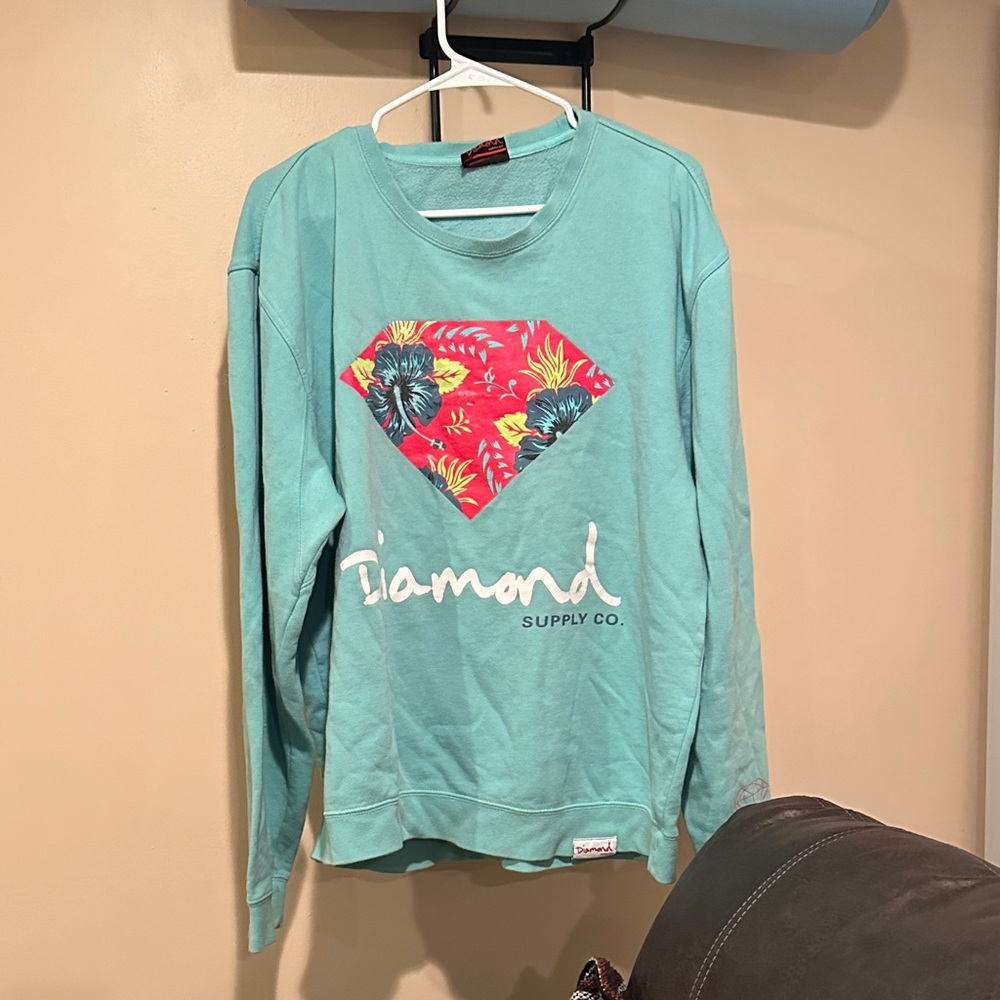 Diamond Supply Co. Aqua Sweatshirt with Floral Design